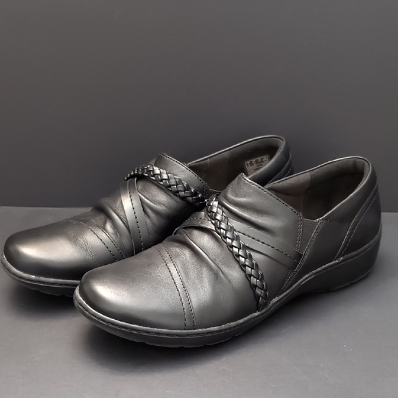 Collection By Clarks Womans Black Braidshoe Loafer Slip-on Shoes,Size 9.5 M. - Picture 1 of 9
